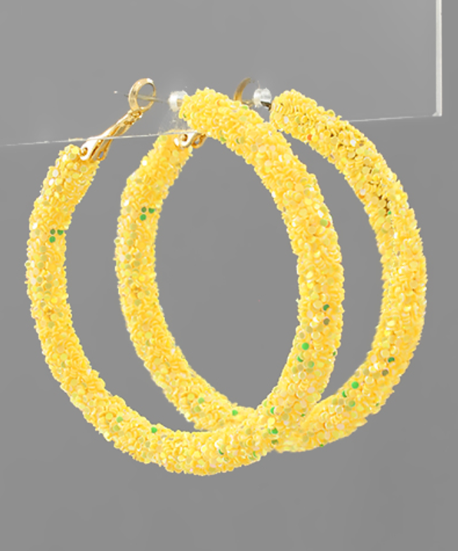 Chunky Glitter Bead Hoop Earrings