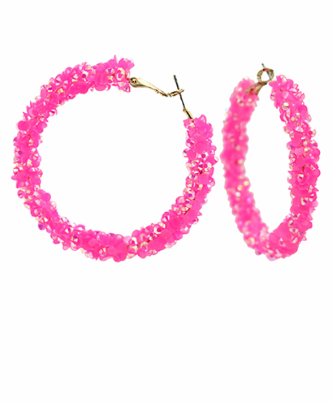 Glitter Bead Hoop Earrings