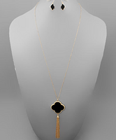 Clover Tassel Earrings & Necklace Set
