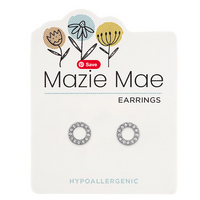 Silver CZ Open Circle Stud Earrings
