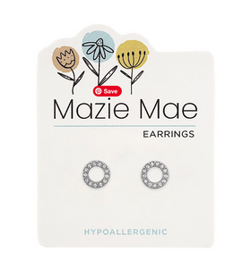 Silver CZ Open Circle Stud Earrings