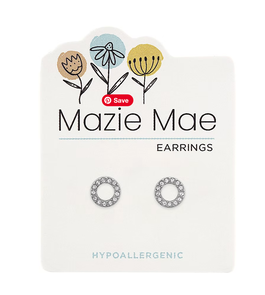 Silver CZ Open Circle Stud Earrings