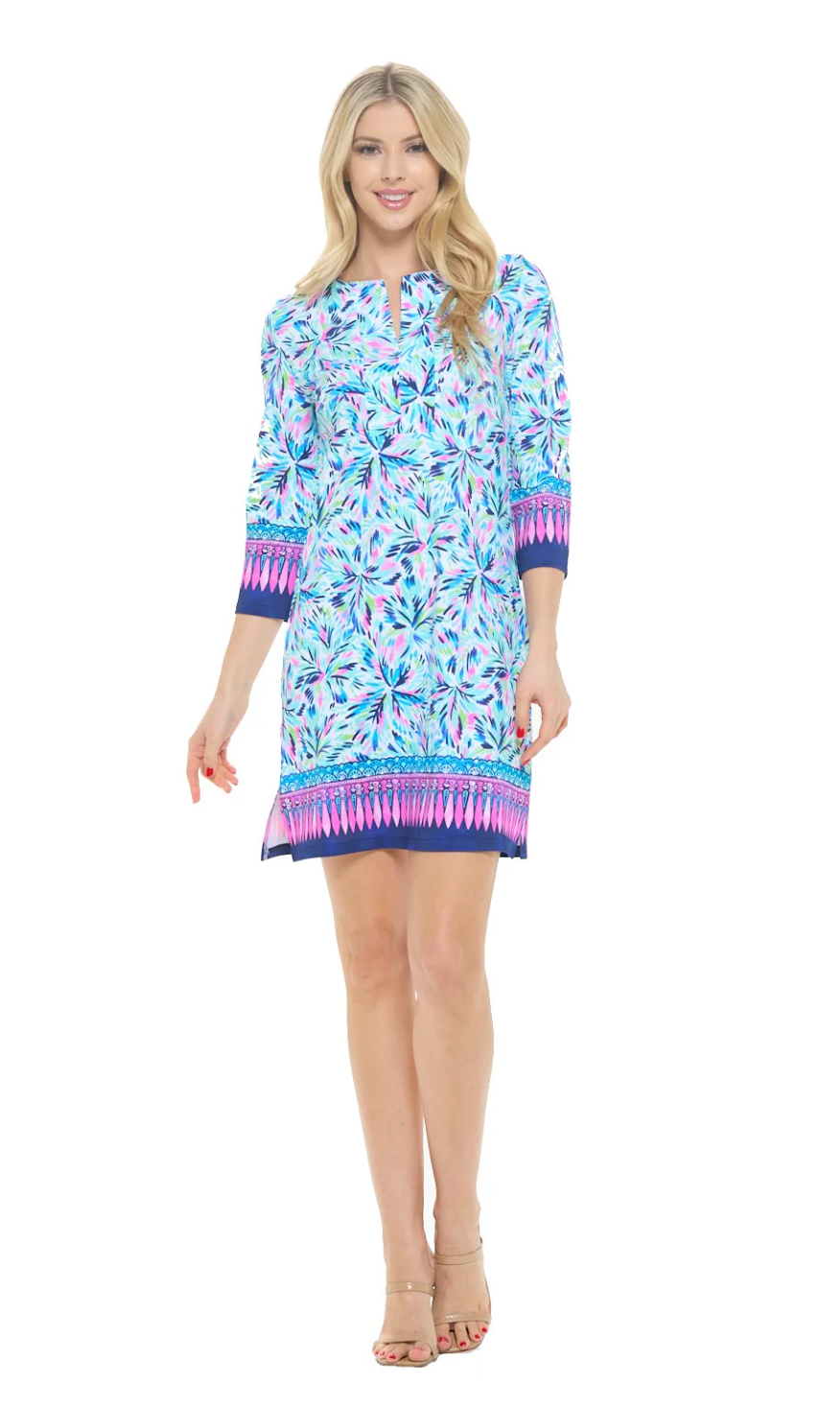Julie Split Neck Shift Dress