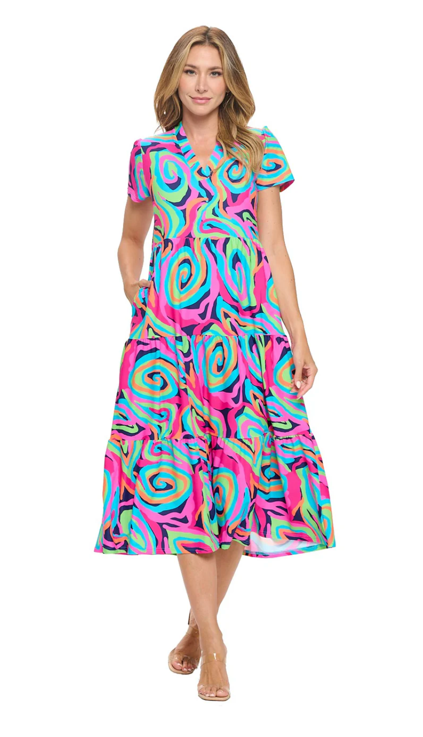 Gail Short Sleeve Midi Dress