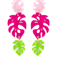 3 Tiered Monstera Dangle Earrings