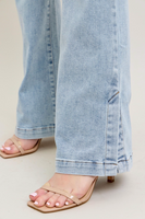 Judy Blue HW Tummy Control Vintage Wash Side Slit Slim Boot Jeans
