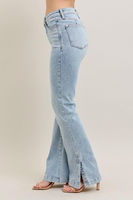 Judy Blue HW Tummy Control Vintage Wash Side Slit Slim Boot Jeans
