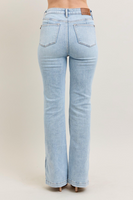 Judy Blue HW Tummy Control Vintage Wash Side Slit Slim Boot Jeans
