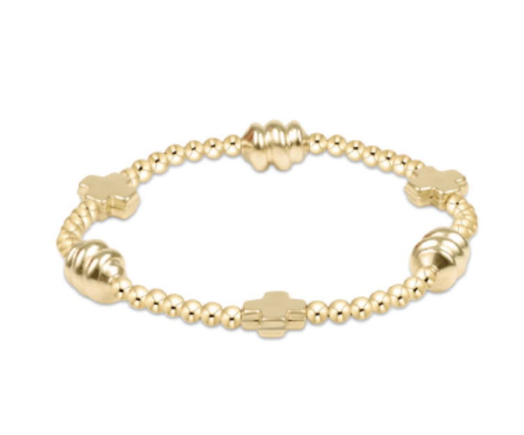 Enewton Signature Cross Admire Gold Pattern 3mm Bead Bracelet - Gold