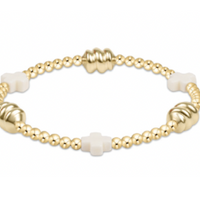 Enewton Signature Cross Admire Gold Pattern 3mm Bead Bracelet - Off-White