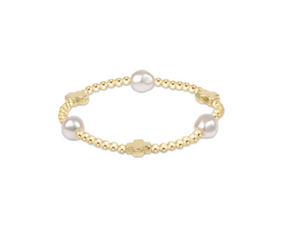 Enewton Signature Cross Admire Pearl Pattern 3mm Bead Bracelet - Gold
