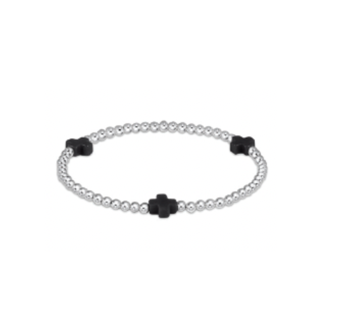 Enewton EXTENDS Signature Cross Sterling Pattern 3mm Bracelet - Onyx