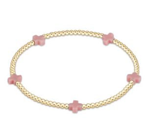 Enewton Signature Cross SMALL Gold Pattern 2mm Bead Bracelet - Pink