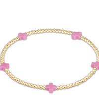 Enewton Signature Cross SMALL Gold Pattern 2mm Bead Bracelet - Bright Pink