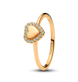 Pandora Engravable Heart Halo GOLD Ring