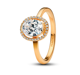 Pandora Oval Sparkling Halo GOLD Ring