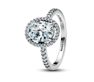 Pandora Oval Sparkling Halo Statement SILVER Ring