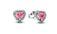 Pandora Elevated Pink Heart Stud Earrings