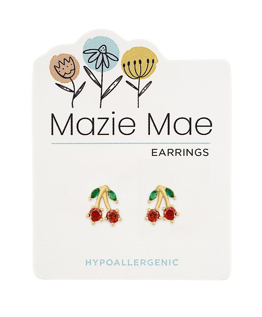 Gold Cherry Stud Earrings