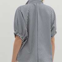 Striped Elastic Short Sleeve Dolman Top