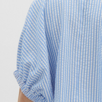 Striped Elastic Short Sleeve Dolman Top