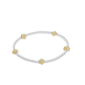 enewton Signature Cross Small Sterling Mixed Metal Pattern 2mm Bead Bracelet - Gold