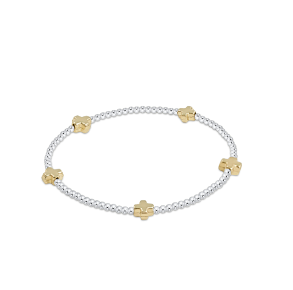 enewton Signature Cross Small Sterling Mixed Metal Pattern 2mm Bead Bracelet - Gold