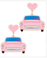 Holographic Glitter Love Car Earrings
