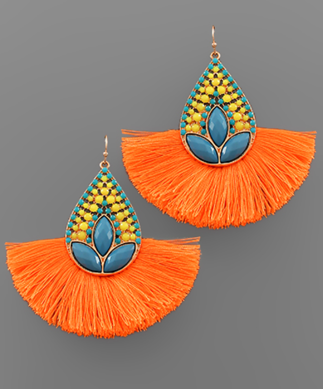 Teardrop Pavé & Fan Earrings