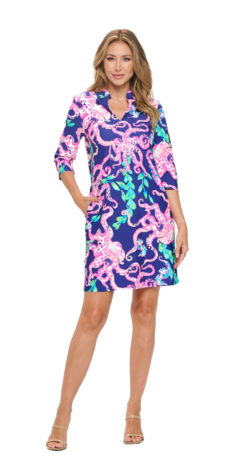Octopus Arlene Quarter Sleeve Shift Dress