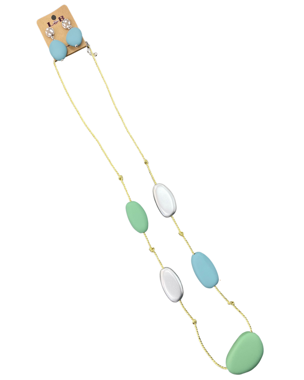 Blue/Silver/Green Gold Rope Necklace Earring Set