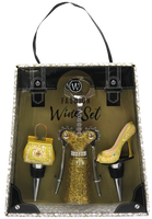White & Gold Leopard Wine Fashion Set
