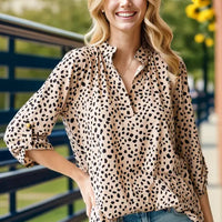 Mandarin Collar Animal Print Top
