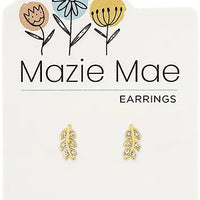 Gold CZ Branch Stud Earrings