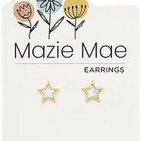 Gold Mother of Pearl Star Stud Earrings