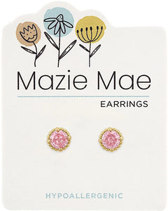 Mazie Mae Gold Beaded Rose Stud Earrings
