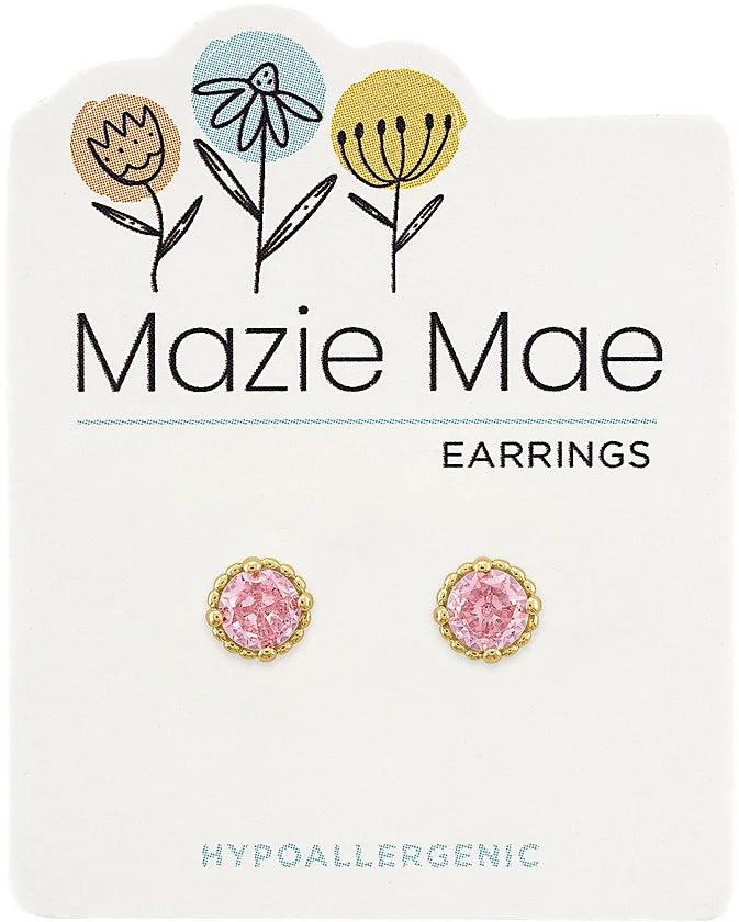 Mazie Mae Gold Beaded Rose Stud Earrings
