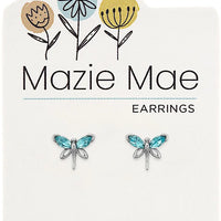 Mazie Mae Silver Aquamarine Dragonfly Stud Earrings