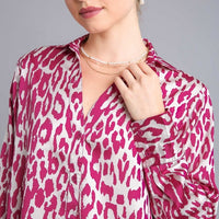 Satin Button Down Animal Print Shirt