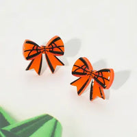 Resin Sports Basketball Bow Stud Earrings
