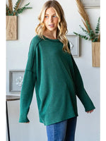 Hunter Green Long Sleeve Urban Ribbed Top
