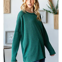 Hunter Green Long Sleeve Urban Ribbed Top