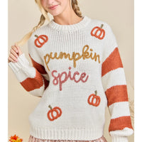 Pumpkin Spice Tinsel Letter Sweater