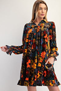 Charcoal Fall Velvet Dress