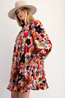 Fall Floral Velvet Dress
