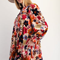 Fall Floral Velvet Dress
