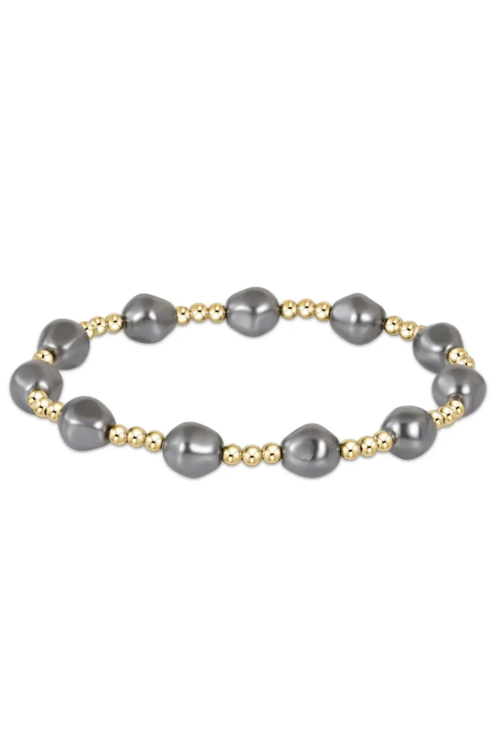 Enewton EXTENDS Admire Gold 3mm Bead Bracelet - Pearl - Dark Grey