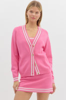 Preppy In Pink Lightweight Cardigan
