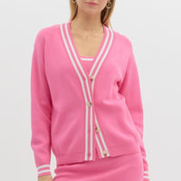 Preppy In Pink Lightweight Cardigan