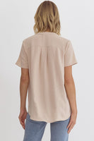 Oatmeal V-Neck Top
